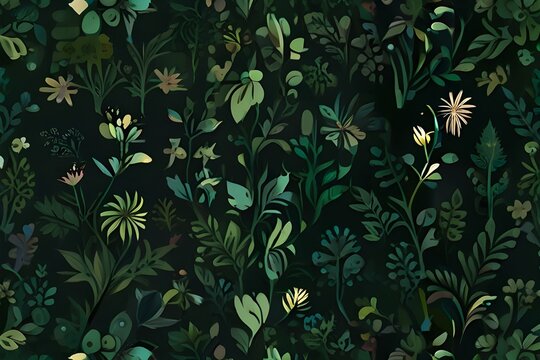 Green floral background Generative AI