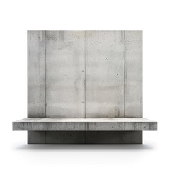 Empty exterior concrete wall with seat concrete. isolated on white background