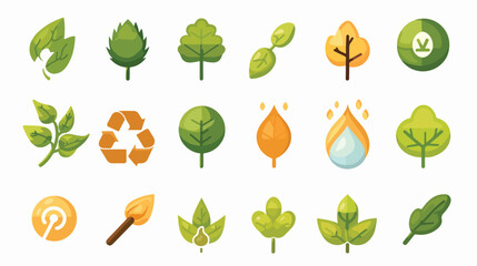 Eco and natural icons design Flat vector isolated on