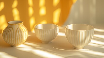 pottery photography - white and yellow colors - AI generated digital art