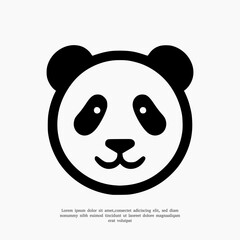 vector panda face silhouette logo icon