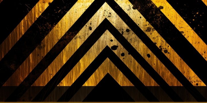 Gold black grunge diagonal stripes industrial background warning frame, vector grunge texture warn caution, construction, safety background with copy space for photo or text design
