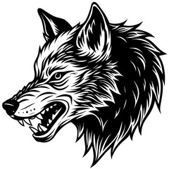        Wolf side head vector illustration.
