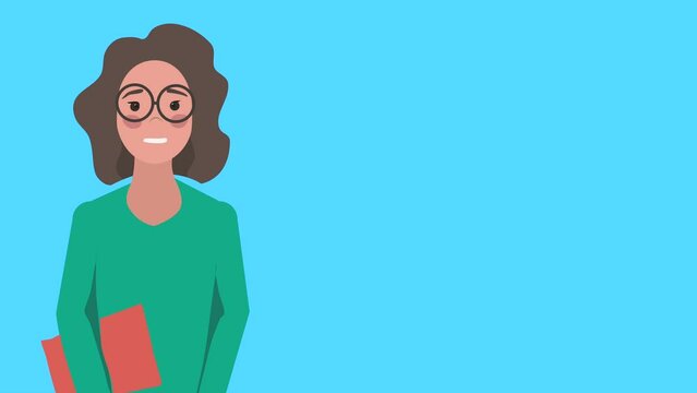 lip syncing Facial Animation for narration. head of female character speaking, Teacher. looped animated footage in flat style. talking mouth and lips expressions, articulation 