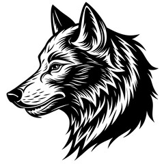        Wolf side head vector illustration.
