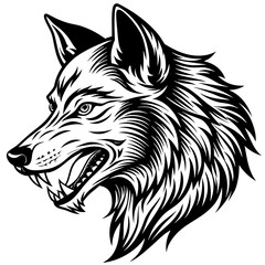        Wolf side head vector illustration.
