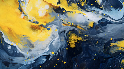 Artistic blue and yellow swirl paint abstract graphic poster web page PPT background
