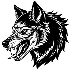        Wolf side head vector illustration.
