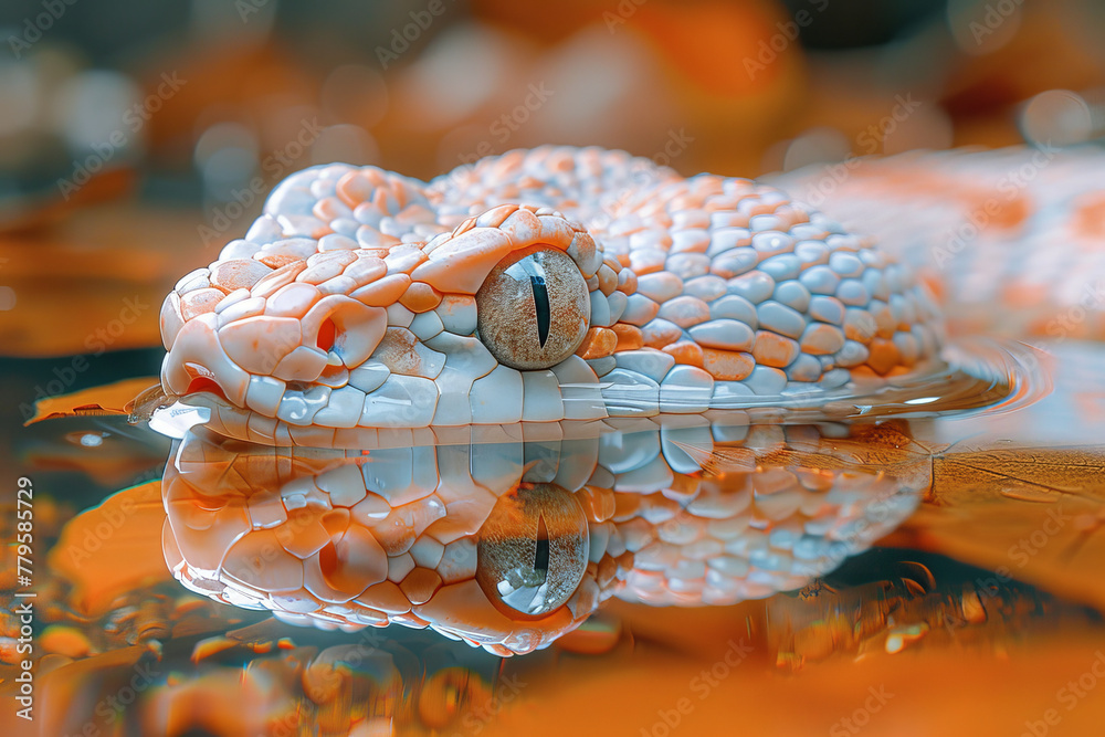Poster A snake with scales that act as mirrors, reflecting the forest life and confusing predators with ill