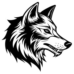        Wolf side head vector illustration.
