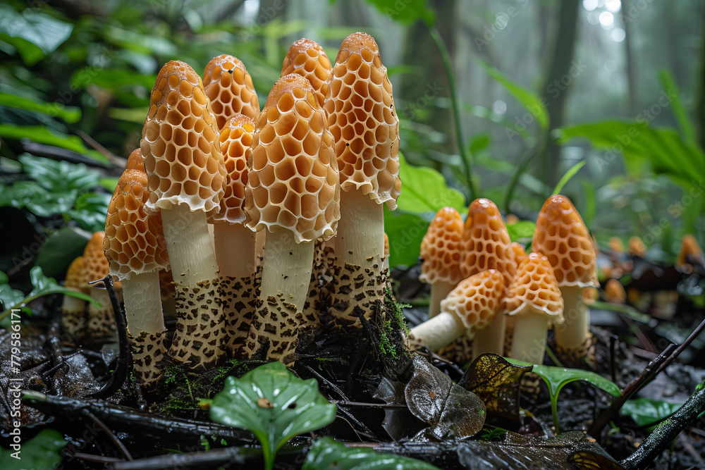 Poster chameleon morels that change their appearance to match the ever-shifting hues and patterns of the ra