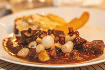 Closeup of delicious meat sauce on a plate