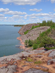 Nature of Northern Europe: view from Kuparivuori hill in Naantali in Finland, summer, landscape.