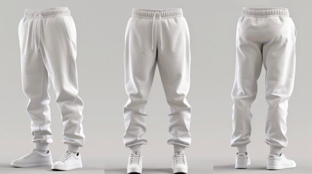 Modern white sweatpants mockup on neutral background