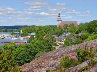 Nature of Northern Europe: view from Kuparivuori hill in Naantali in Finland, summer, landscape.