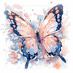 AI generated illustration of a vibrant butterfly on a white background