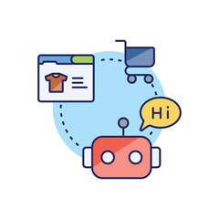 E-commerce Ai Assistant vector icon, ai assistant vector concept icon