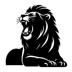 minimalist Lioness displaying dangerous teeth vector black color silhouette, Black color silhouette, isolated white background 9