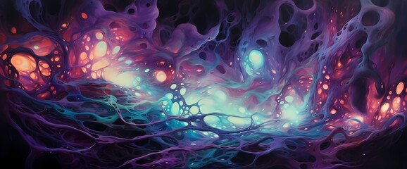 Neon tendrils swirling in a cosmic vortex, painting the void with their captivating luminescence.