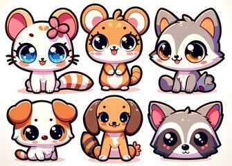 Charming Chibi-Style Animal Friends Collection - AI Generated Digital Art