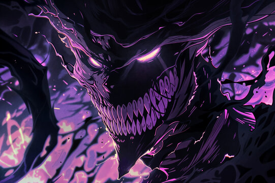Purple anime style demon illustration