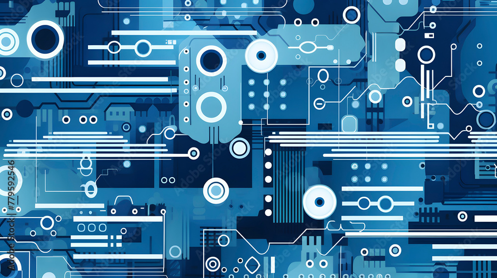 Wall mural Technology blue computer machine pattern abstract graphic poster web page PPT background