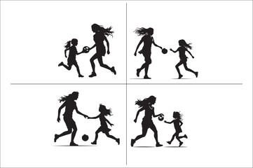 Mom and son silhouette vector clipart. Mom and son walking holding hand silhouette. 