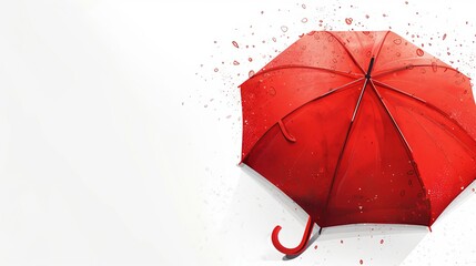 A classic elegant opened red umbrella is illustrated in vector format, isolated on a white background, embodying sophistication and protection