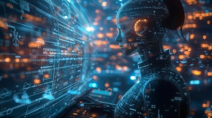AI-Empowered Futuristic Cybersecurity Systems. - obrazy, fototapety, plakaty