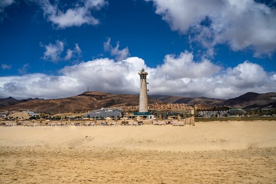 Morro Jable Lighthouse, an active lighthouse on the Canary island of Fuerteventura