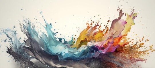 colorful watercolor ink splashes, paint 210 - obrazy, fototapety, plakaty