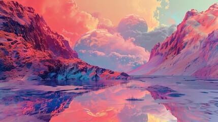 Surreal landscapes in NFT artwork, a modern mix of digital abstraction and artistic innovation