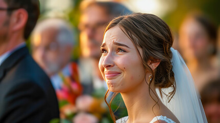 Bride Overwhelmed with Joy at Wedding - AI generated digital art