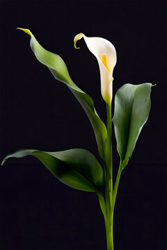 White  flower on a black background, close-up