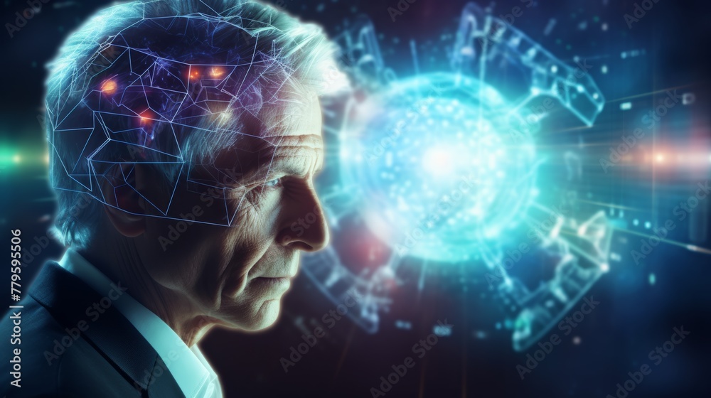 Aufkleber ai analyzes data to find ways to prevent alzheimer's disease. anxious atmosphere the results help re