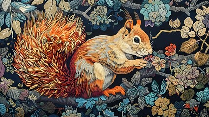 storybook illustration of a squirrel