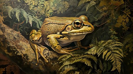 AI generated illustration of fairy tale artwork featuring a whimsical toad character