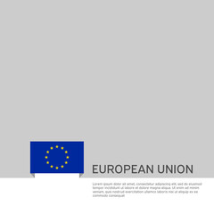 European union flag background. State patriotic EU banner, cover. Document template with eu flag on white background. National poster. Business booklet. Vector illustration, simple design