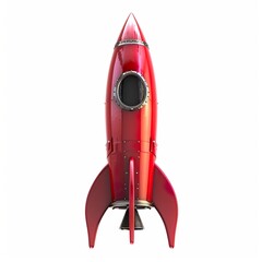 Launch of a red rocket isolated on white background