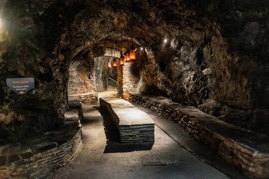 Saalfeld Fairy Grottoes cave with minerals, amusement park in Thuringia