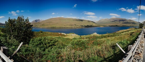 Panoramic shot of the landscape at Connemara National Park in Ireland