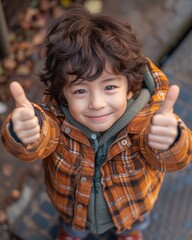 Young Boy Giving Thumbs-Up Sign