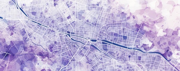 Lavender and white pattern with a Lavender background map lines sigths and pattern with topography sights in a city backdrop