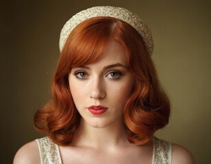 Portrait of a red-haired woman.