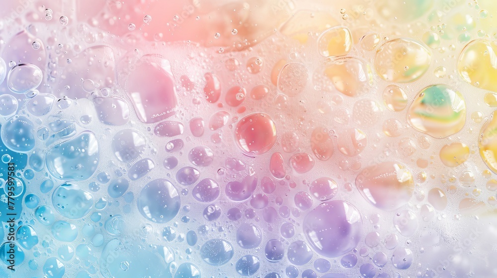 Poster Marble abstract with foam bubbles background. Rainbow background.