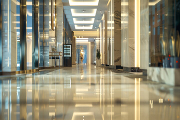 Modern lobby, hallway, plaza of the luxury building, hotel, shopping mall.