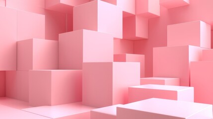 3D composition with pastel pink podium backdrop for product display.
