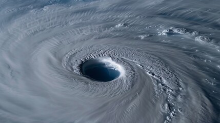 The eye of the hurricane, a serene point amidst chaos, viewed from space in an image with elements