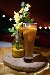 Beautiful shot of a glass of orange cocktail