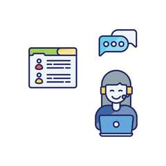 Live Chat Support vector icon, online chat vector concept icon
